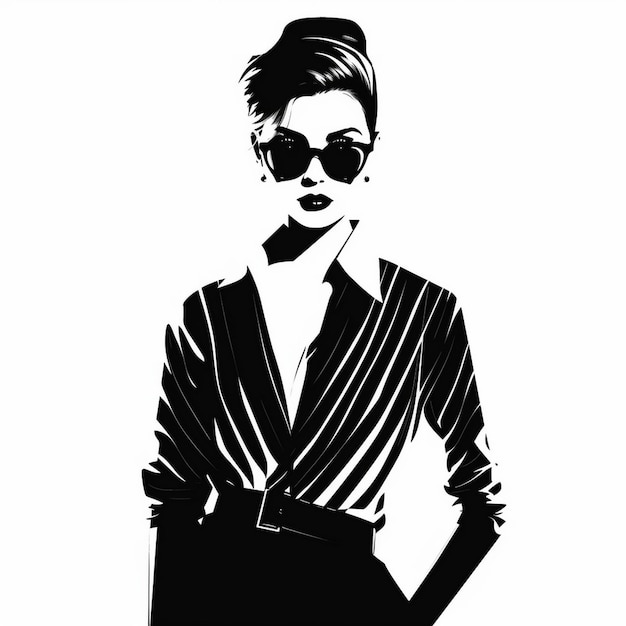 a woman wearing sunglasses and a shirt with a shirt on it