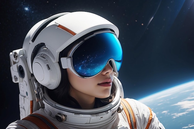 A woman wearing sunglasses in space ai