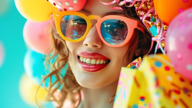 Photo a woman wearing sunglasses with a smile that says  smile