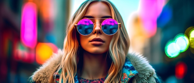 Photo a woman wearing sunglasses