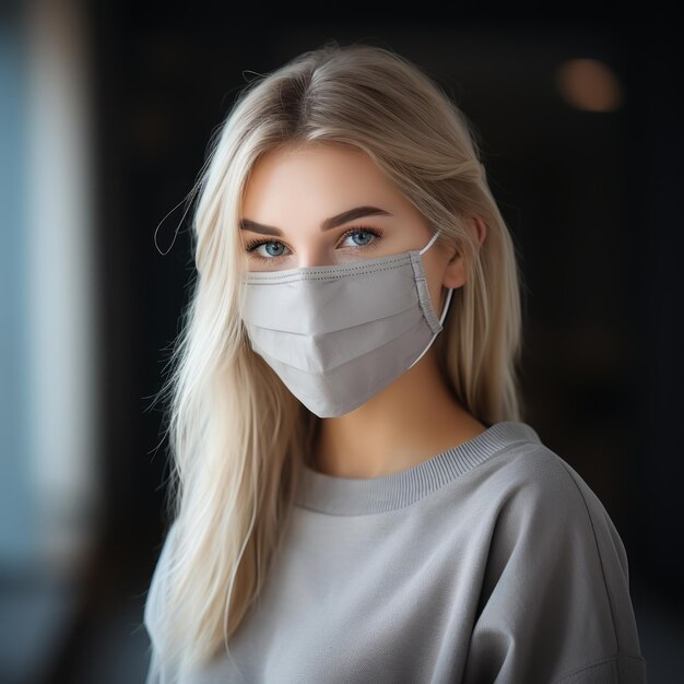 a woman wearing a surgical mask