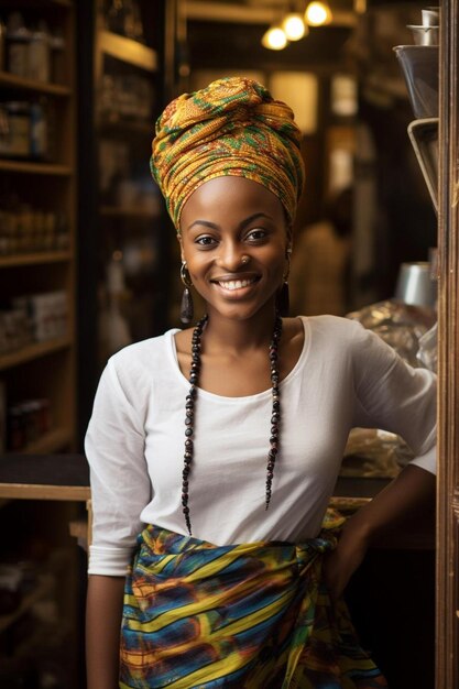 Photo a woman wearing a turban with a turban on her head