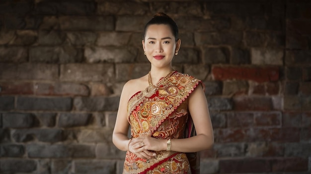 Woman wearing typical thai dress