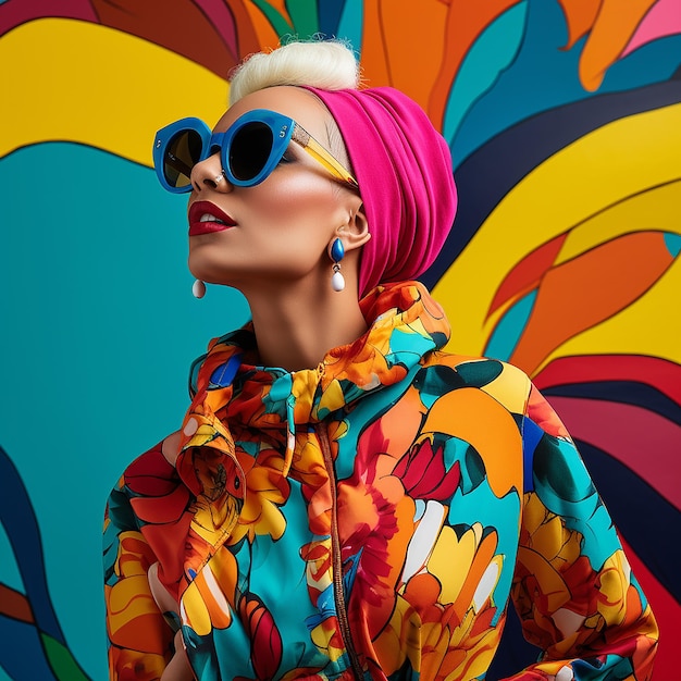 Photo woman wearing vibrant clothes