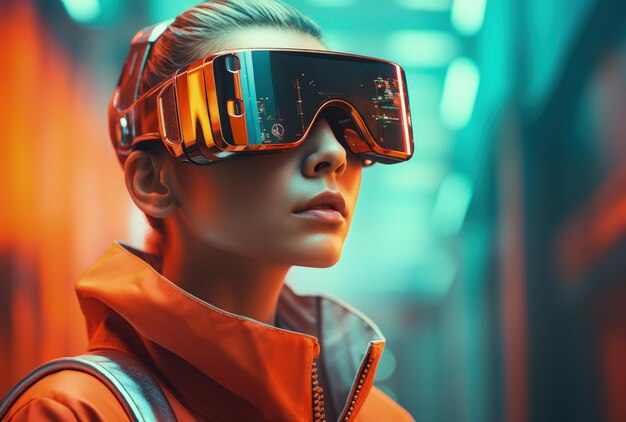 Woman Wearing Virtual Glasses