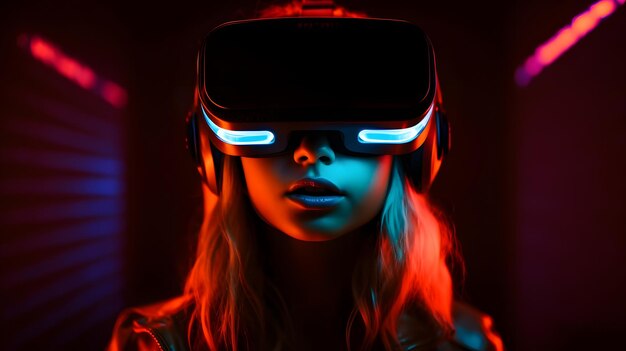 Женщина в очках виртуальной реальности