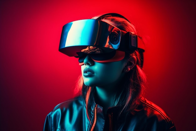 Женщина в очках виртуальной реальности