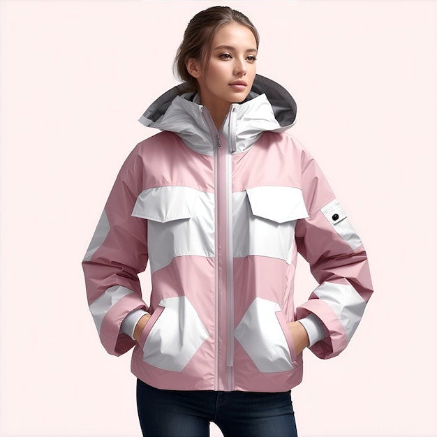woman wearing waterproof jacket images with ai generated
