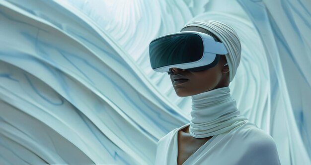 Woman Wearing White Shirt and Virtual Glasses