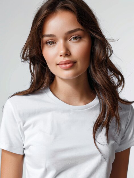 Woman wearing white tshirt mockup created with generative AI