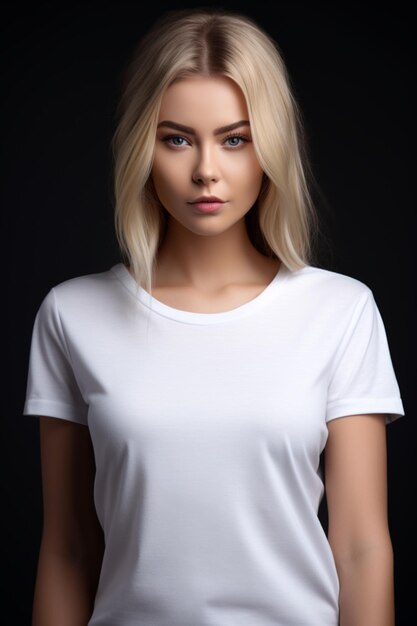 Woman wearing white tshirt mockup