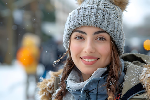 Woman Wearing Winter Hat and Scarf