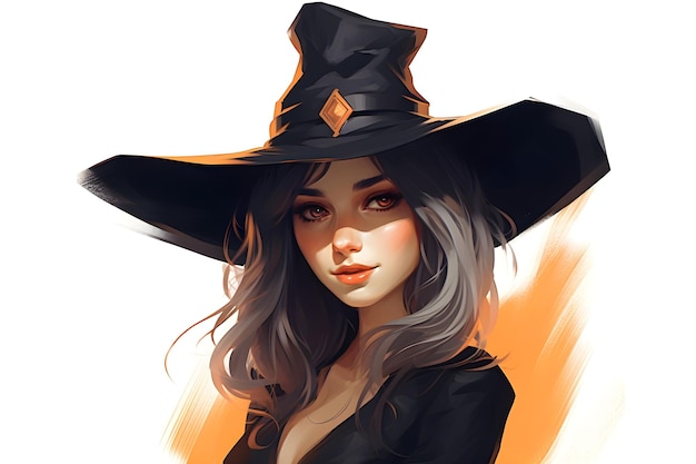 Woman wearing a witch hat