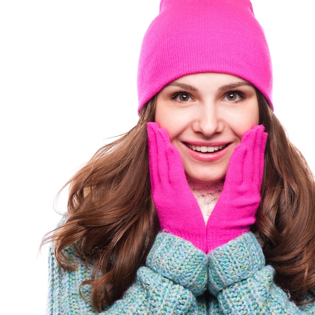 Woman  wearing woolen accessories