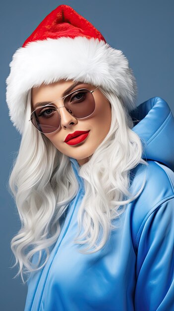 Woman wearing xmas clothes with glasses