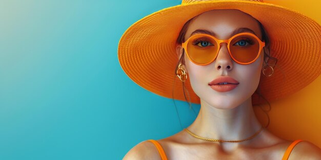 Woman Wearing Yellow Hat and Blue Glasses