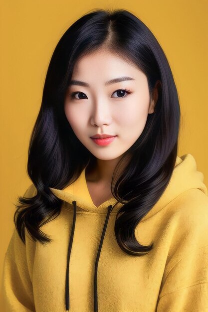 Photo woman wearing yellow sweater