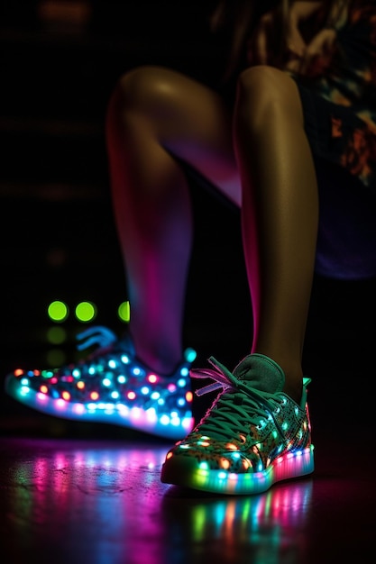 futuristic generative design sneakers with neon lights | Stable Diffusion