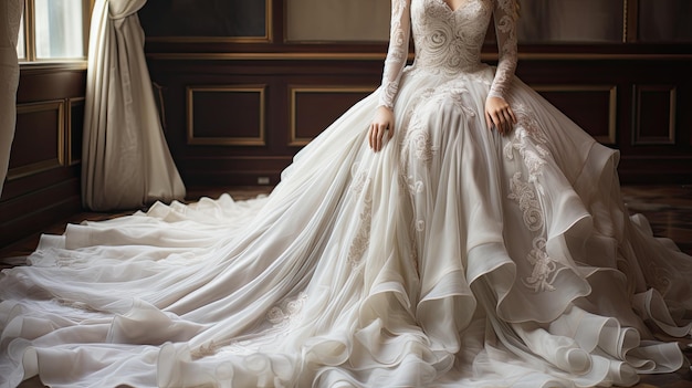 woman in wedding dress close up