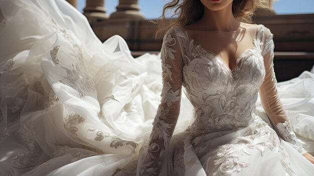 woman in wedding dress close up