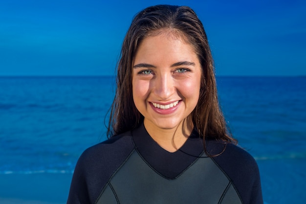 Woman in wetsuit on a sunny day