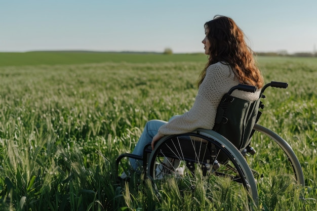 Woman in Wheelchair in Field