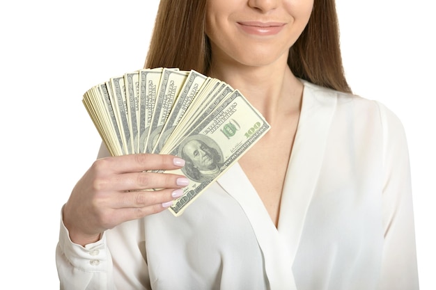 Woman in white blouse