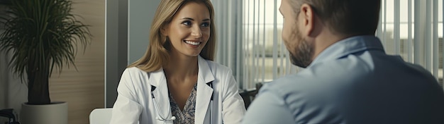 a woman in a white coat smiling