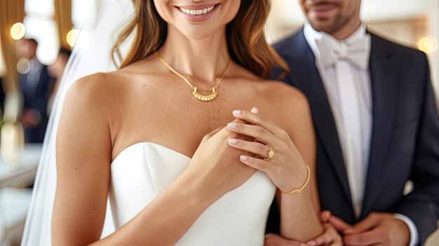 Woman in White Dress Standing With Man in Suit