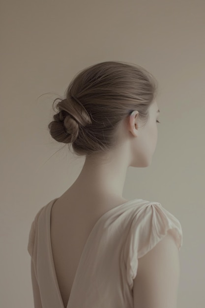 Женщина в белом платье с плетеными волосами Генеративный ИИ