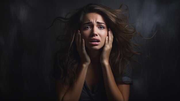 woman in white shirt crying and crying