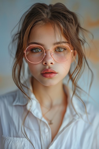 Woman in White Shirt Wearing Glasses