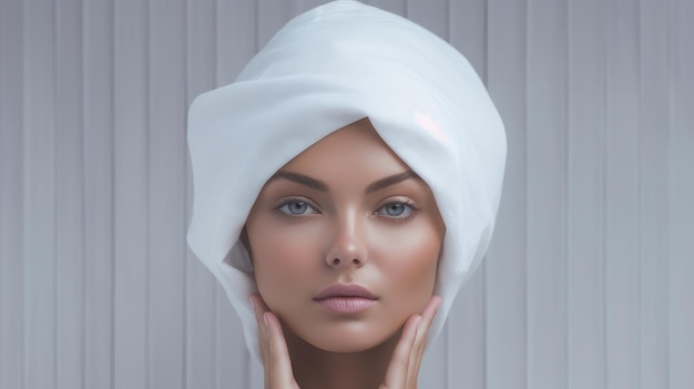 Woman in white spa towel