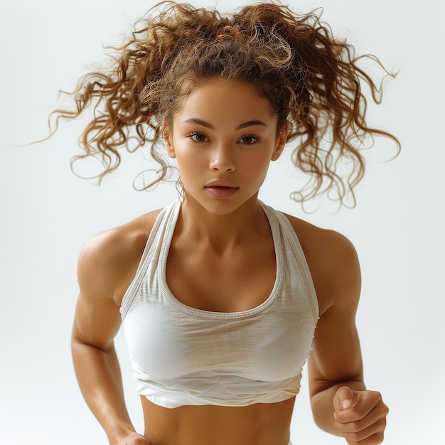 Woman in White Sports Bra Top