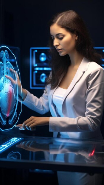 Photo woman in a white suit with a brain inside of it