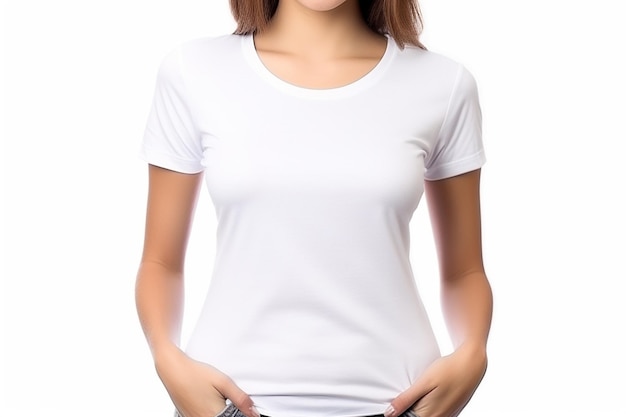 Woman in White Tshirt Mockup created with Generative AI