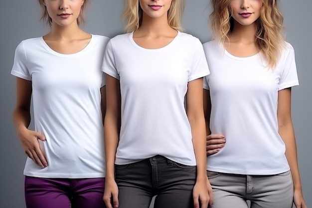 Photo woman in white tshirt mockup created with generative ai