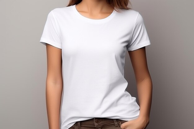 Woman in White Tshirt Mockup created with Generative AI