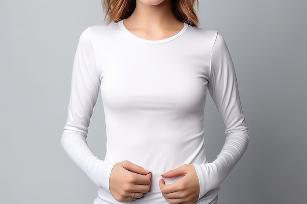Foto donna in maglietta bianca mockup creato con ai generativa