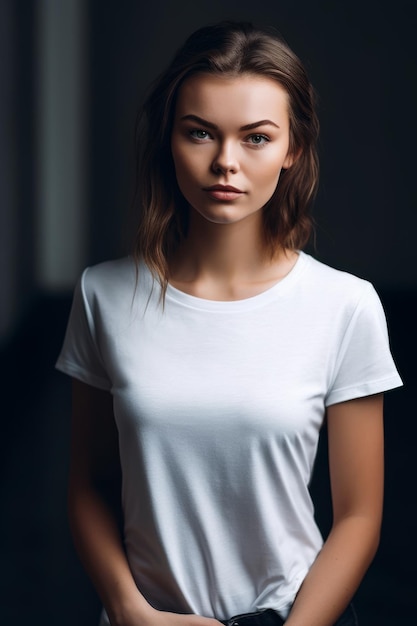 A woman in a white tshirt