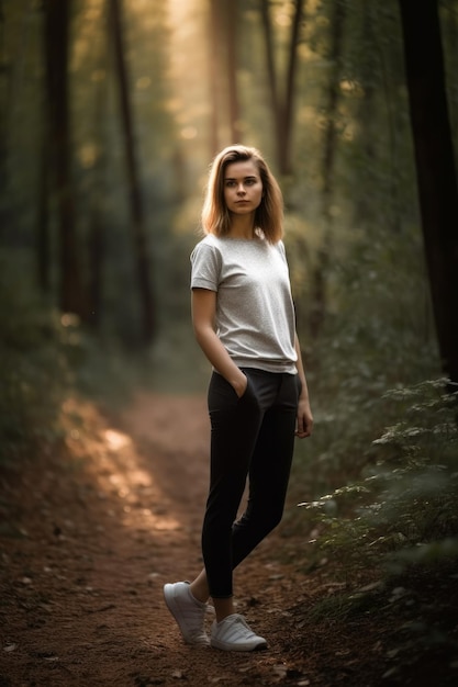 A woman in a white tshirt