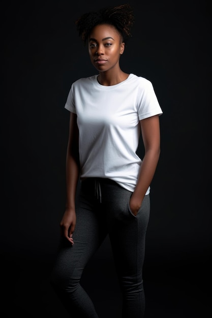 A woman in a white tshirt