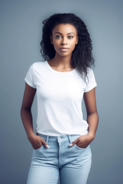 A woman in a white tshirt