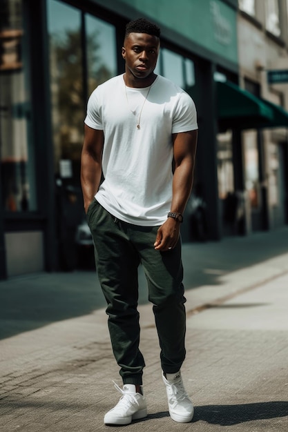 A woman in a white tshirt