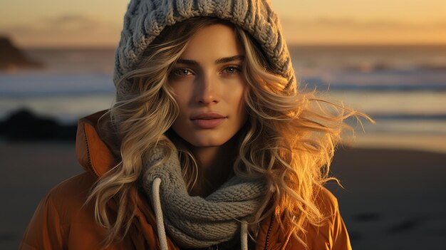 Woman in winter clothes Generative Ai