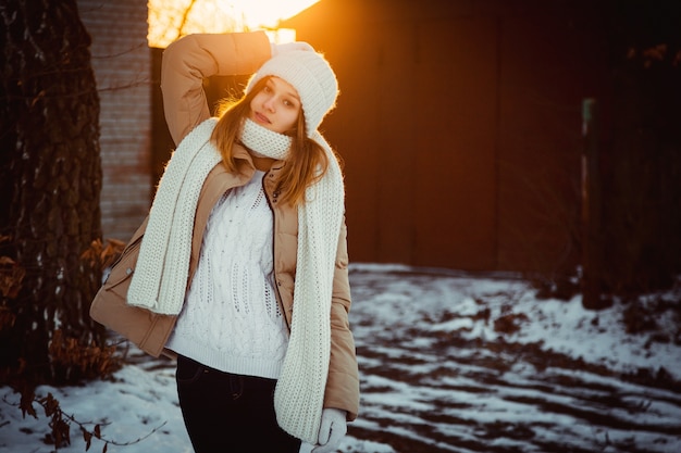 woman winter curly architecture beautiful