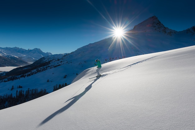 woman in wintertime skiing