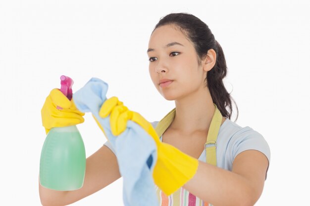 Woman wiping surface