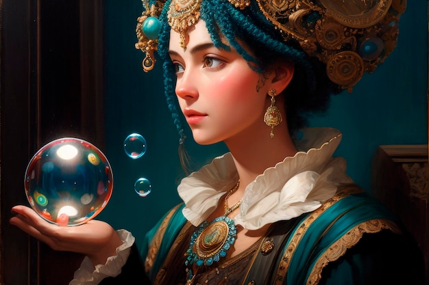 Фото woman with a soap bubble generative ai