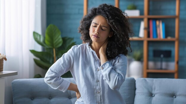 Woman with aching neck and back